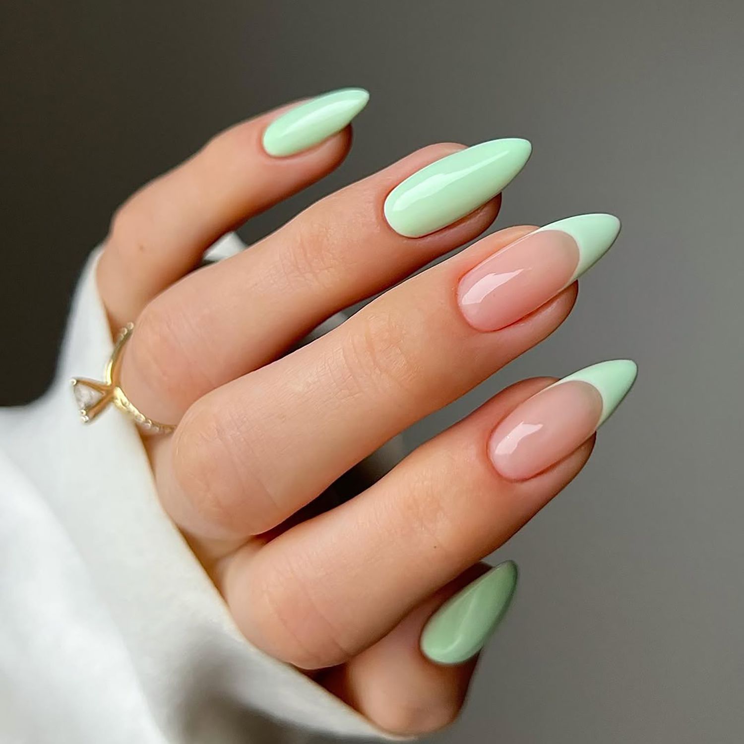 Mint French Tip Almond Nails Mint French Tip Almond Nails — Mint Green Nails