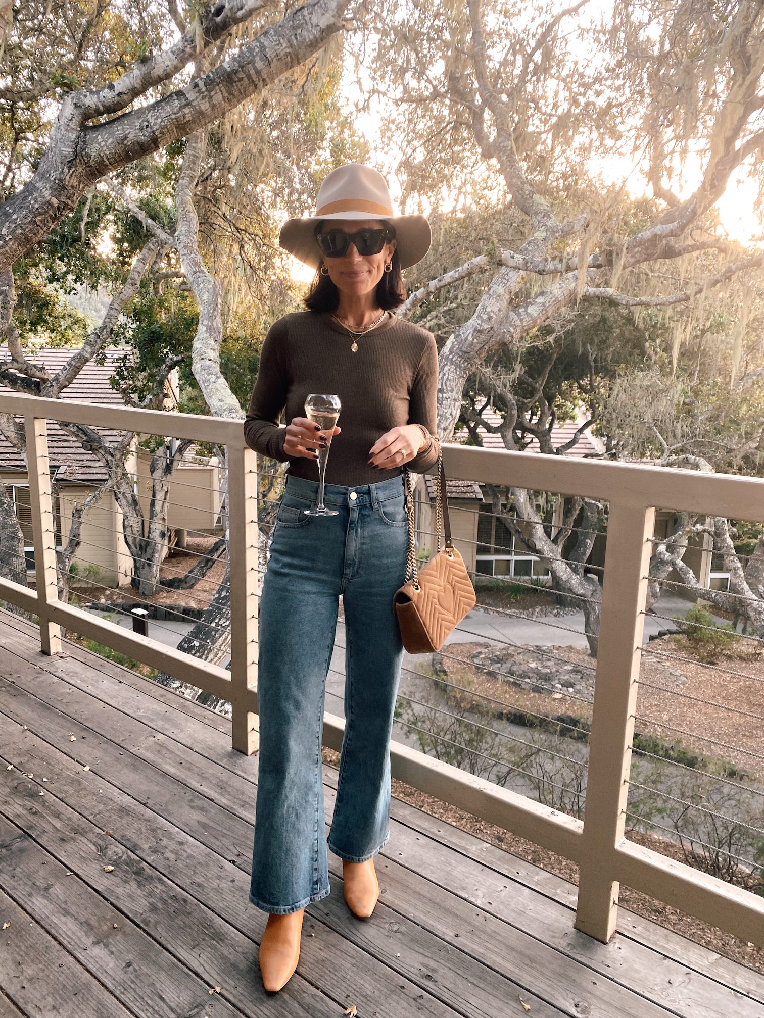Wide-Leg Jeans and Knit Top with Wide-Brimmed Hat: Sophisticated Casual Wide-Leg Jeans and Knit Top with Wide-Brimmed Hat: Sophisticated Casual — Outfits for Women Over 40