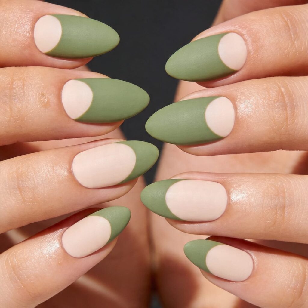 Matte Olive Half-Moon Matte Olive Half-Moon — Negative Space Nails