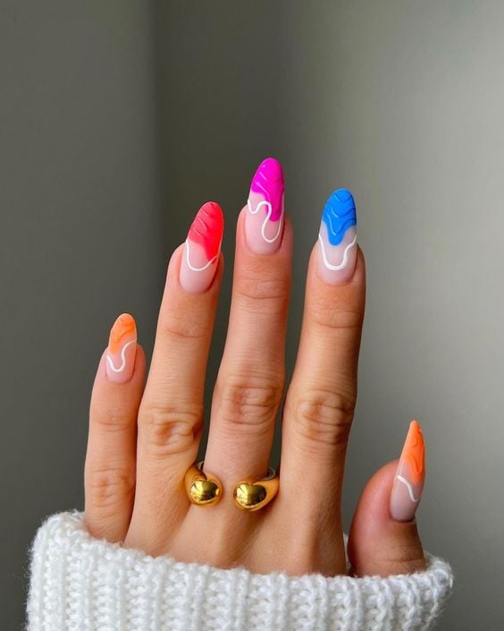 Neon Abstract Wavy Lines Visual Idea — Neon Nails