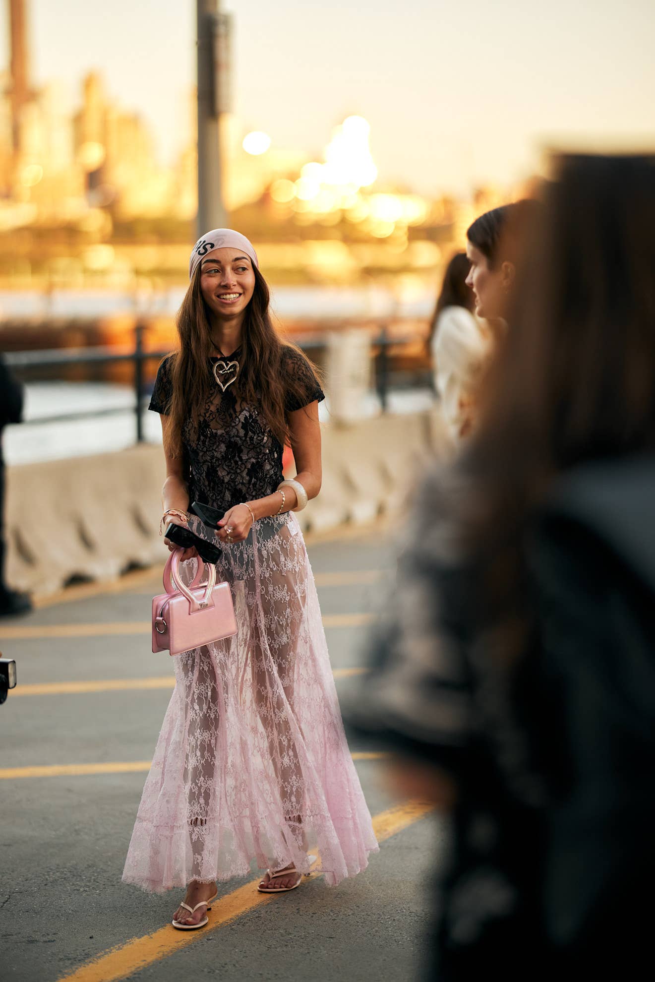 Ethereal Lace Maxi Skirt with Casual Top and Flip-Flops — New York Outfits