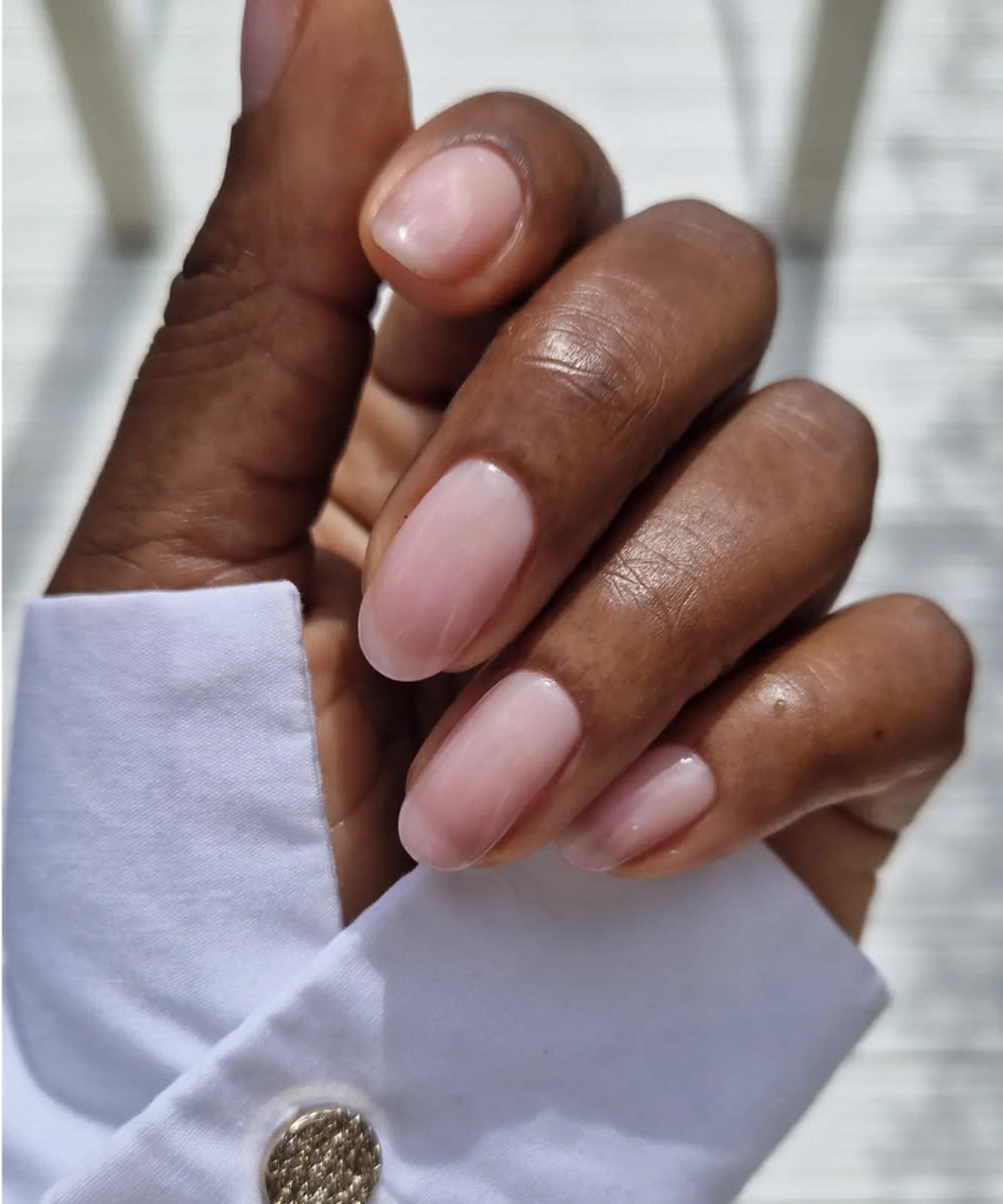 Natural Sheer Pink Short Oval Nails — Bubble Bath Nails