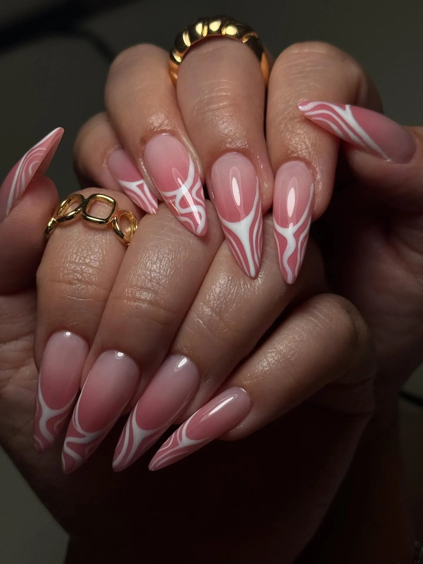 Abstract Swirl French Tips Abstract Swirl French Tips — Y2K Nails