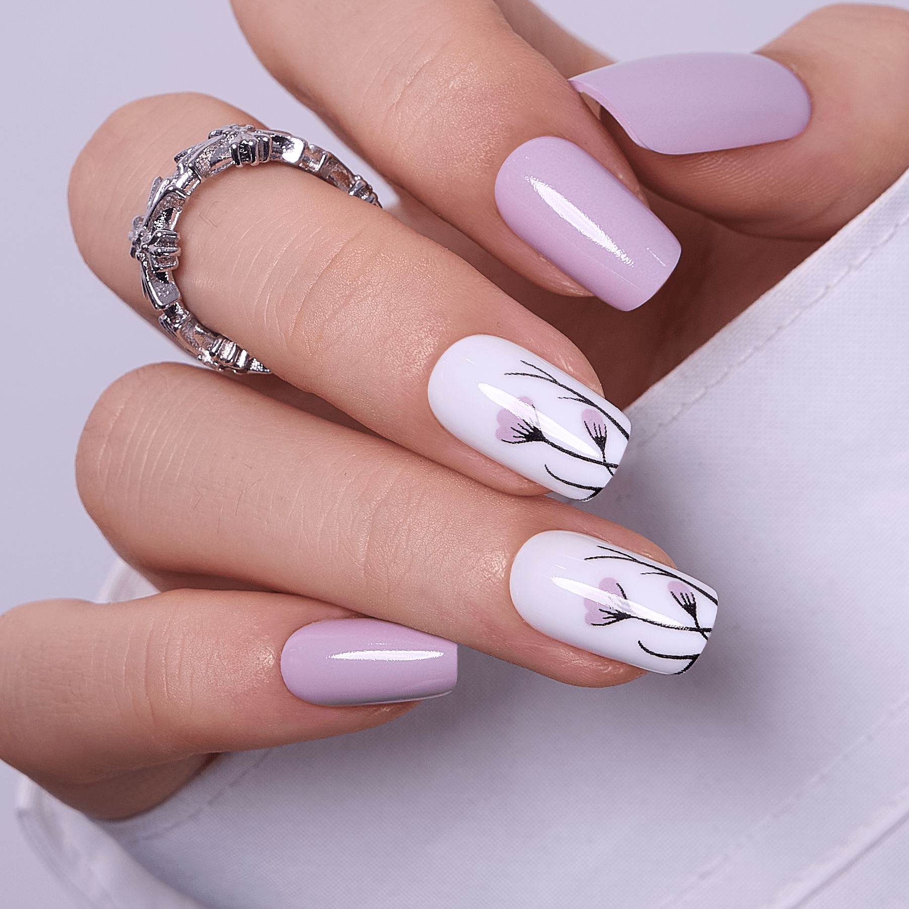 Matte Lilac Glitter Bird Nails — Nails for Teens