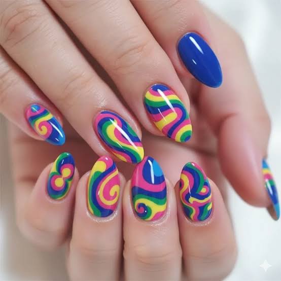 Psychedelic Multi-Colored Oval Swirls Psychedelic Multi-Colored Oval Swirls — Swirl Nails