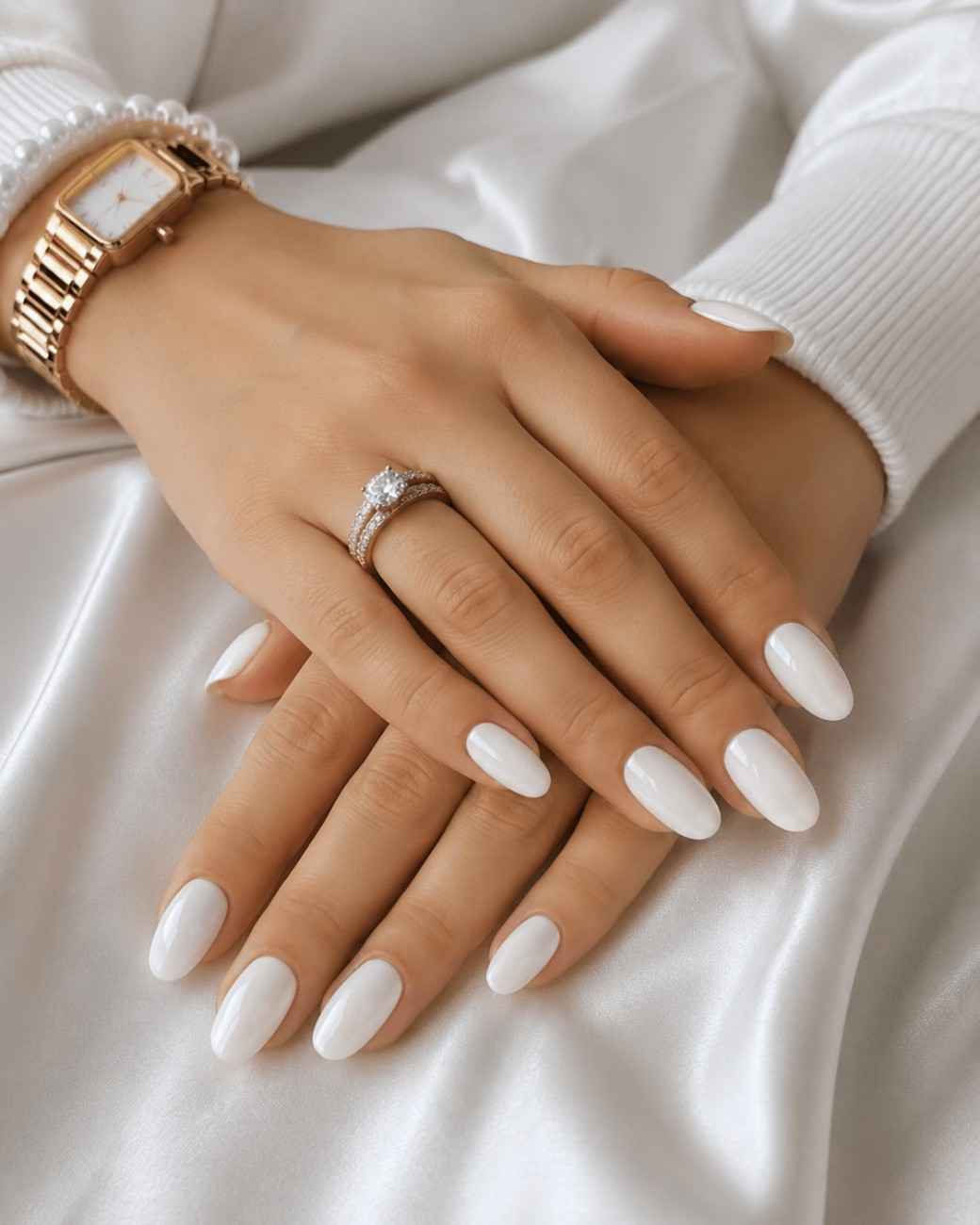 Opaque Glossy White Medium Oval Nails Opaque Glossy White Medium Oval Nails — White Nails