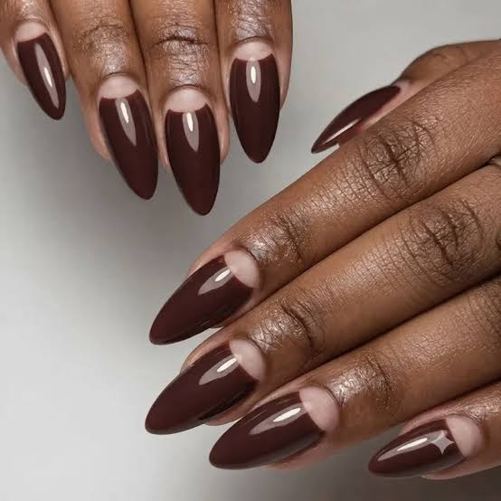Deep Brown Half-Moon Accent Deep Brown Half-Moon Accent — Negative Space Nails