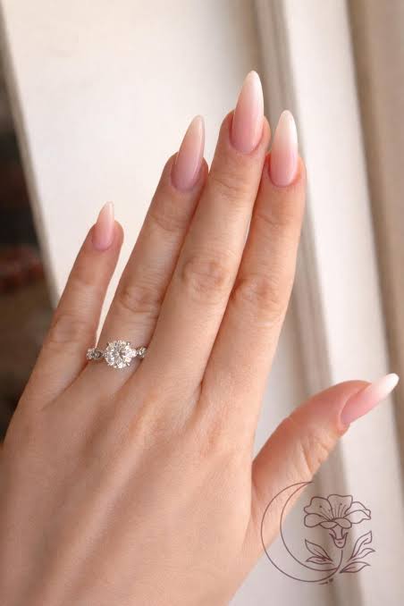 Long Stiletto Pink French with Glitter Tips Long Stiletto Pink French with Glitter Tips — Engagement Nails