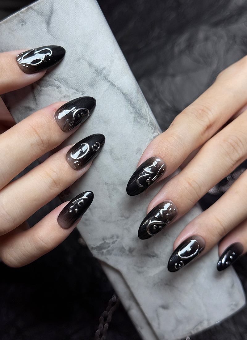 Glossy With Metallic Accents Visual Idea Glossy With Metallic Accents Visual Idea — Black Nails