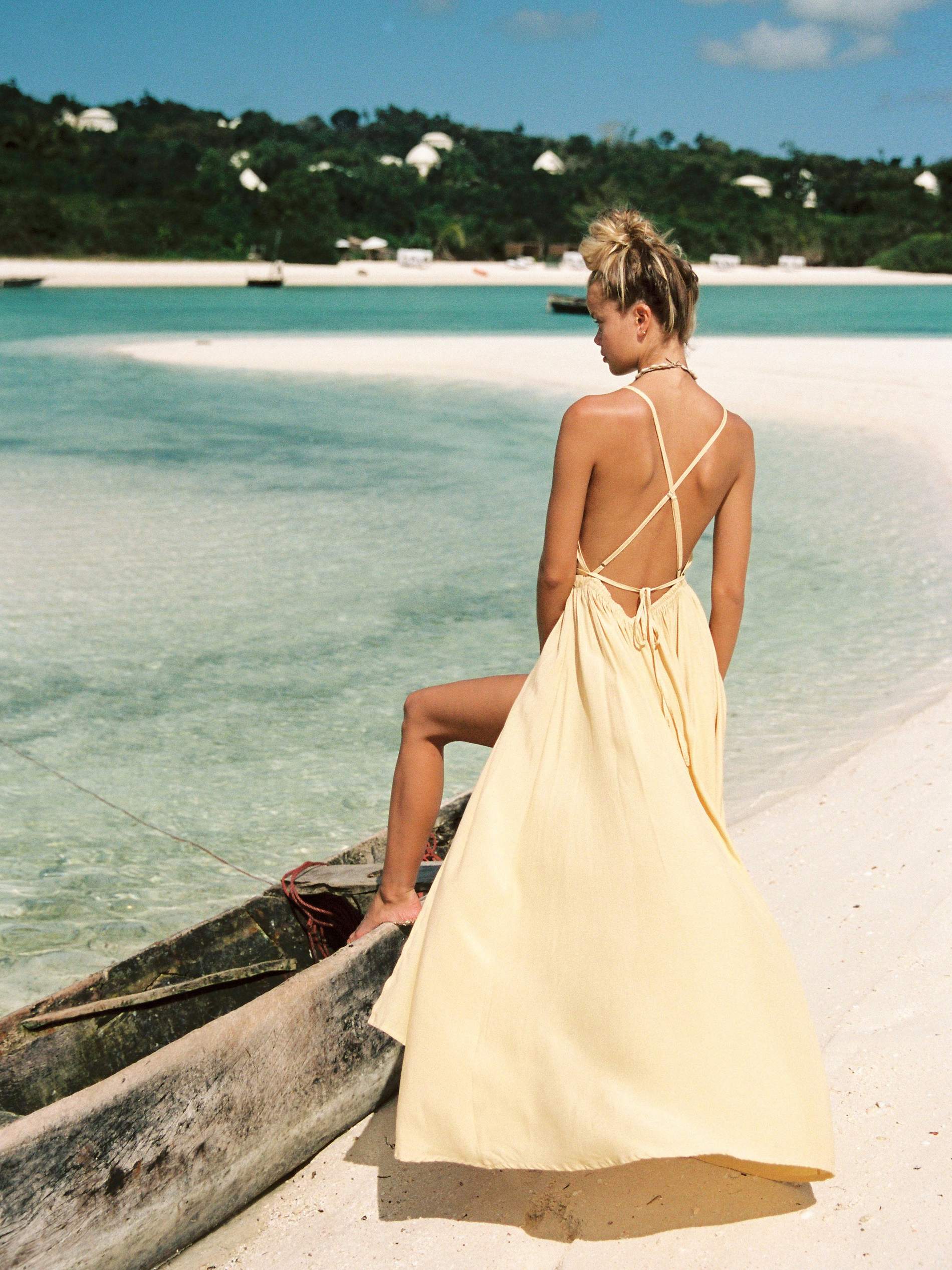 Tropical Honeymoon: Pale Yellow Backless Maxi Dress Tropical Honeymoon: Pale Yellow Backless Maxi Dress — Honeymoon Outfits