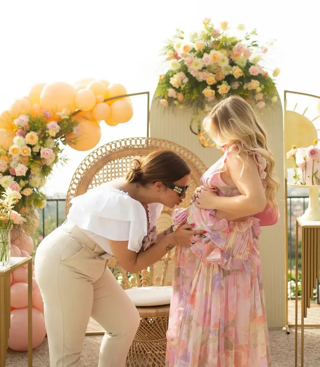 Vibrant Pink Floral Maxi Dress with Ruffles Vibrant Pink Floral Maxi Dress with Ruffles — Baby Shower Outfits