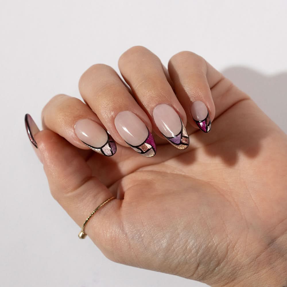 Glossy With Metallic Glitter Accents Visual Idea — Nail Art