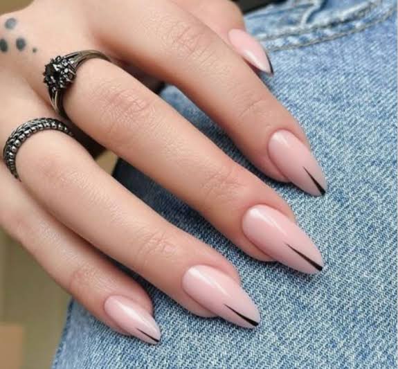 Sheer Pink Minimalist Line Stiletto Sheer Pink Minimalist Line Stiletto — Easy Nail Designs