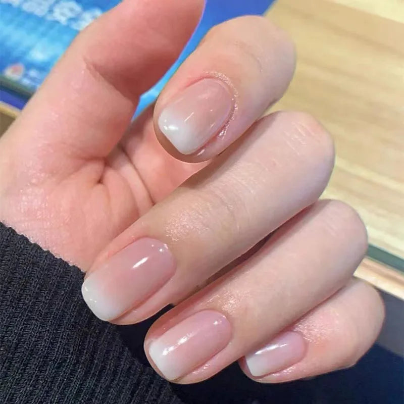 Blended French Short Square Blended French Short Square — Natural Nails