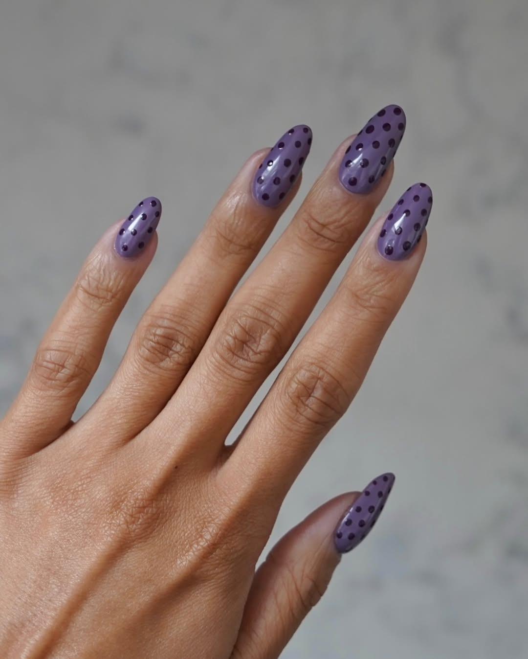 Bold Purple Polka Dot Stilettos Bold Purple Polka Dot Stilettos — Cute Nails