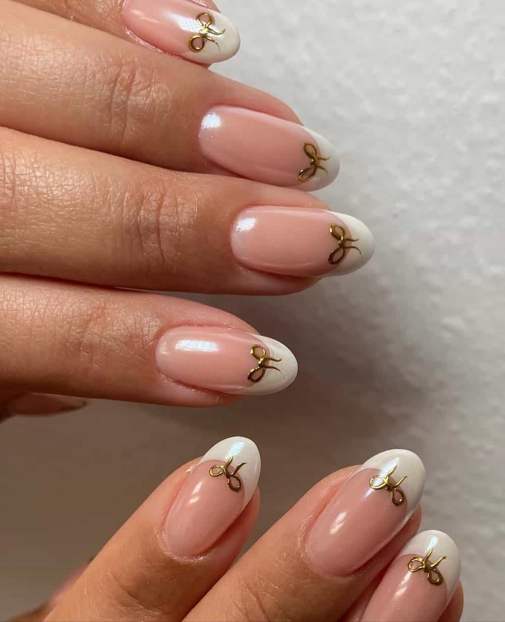 Gold Bow Charms On All Nails Visual Idea Gold Bow Charms On All Nails Visual Idea — Coquette Nails