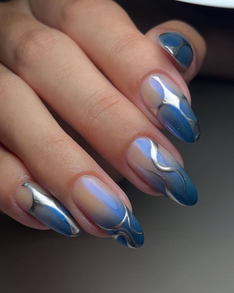 The Metallic Silver Foil Abstract Design Visual Idea The Metallic Silver Foil Abstract Design Visual Idea — Coquette Nails