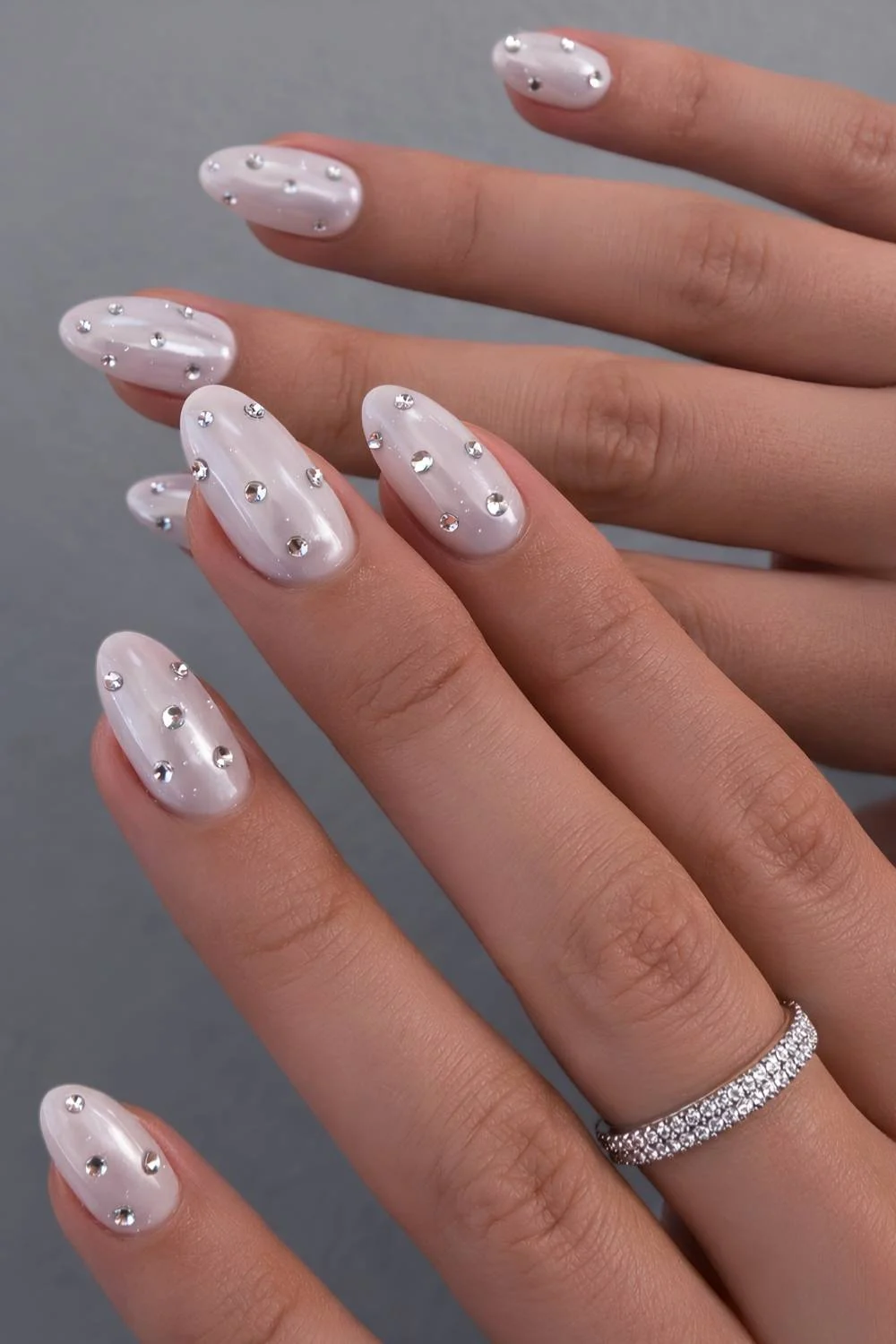 Glossy With A Subtle Shimmer Visual Idea Glossy With A Subtle Shimmer Visual Idea — Rhinestone Nails