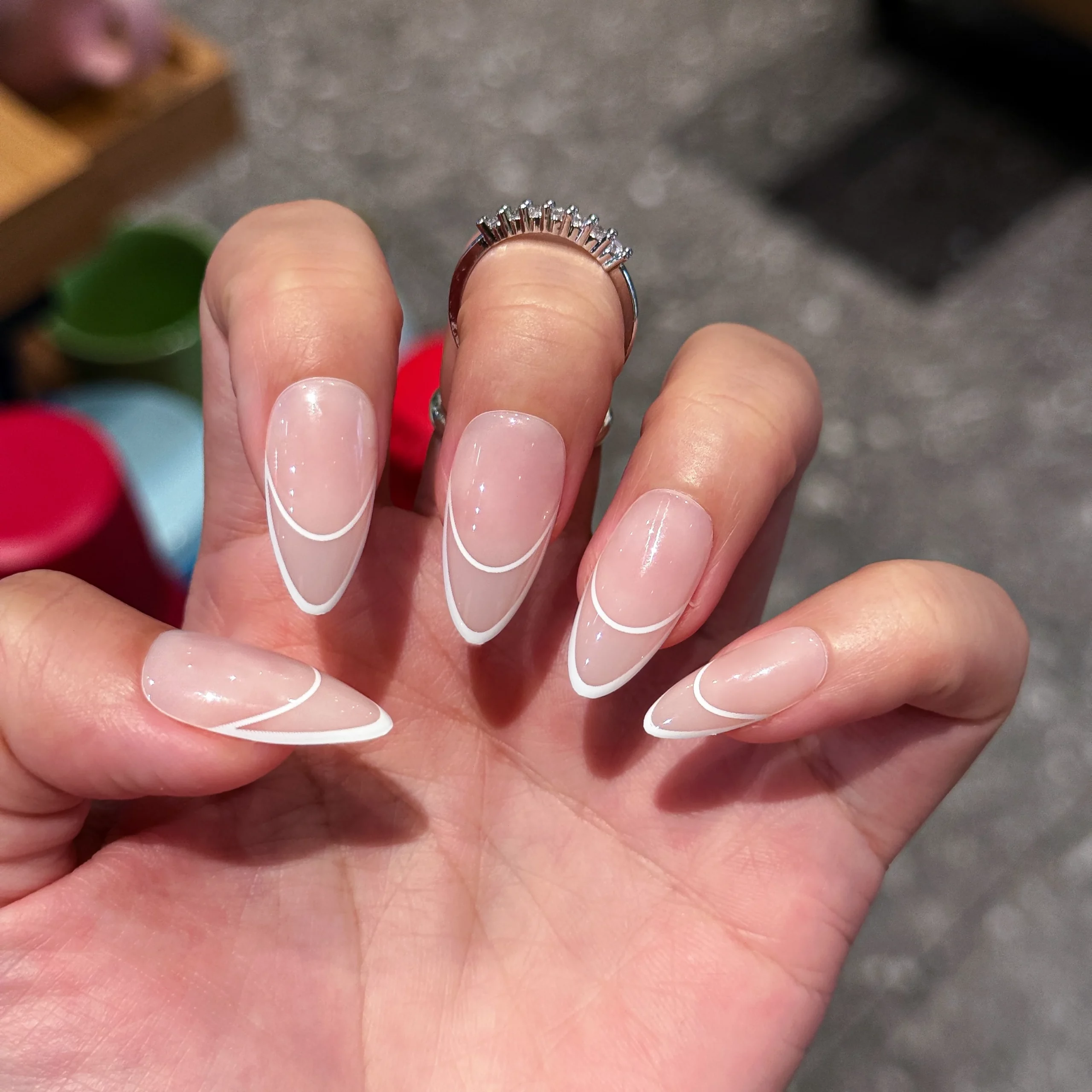 Thin White Curved Lines Visual Idea Thin White Curved Lines Visual Idea — Almond Nails