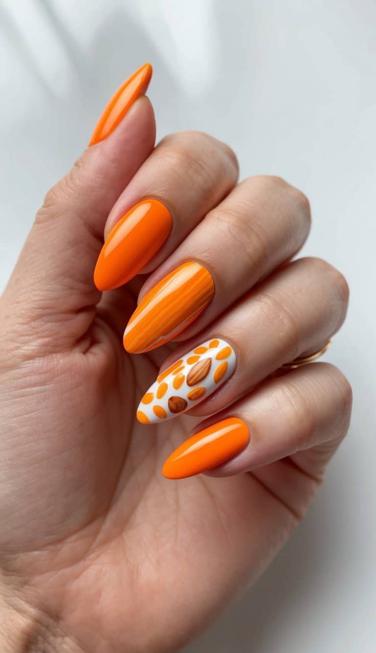 25 Orange Almond Nail Art Ideas: Sunny Designs for Every Occasion - We Heart Nail Designs
