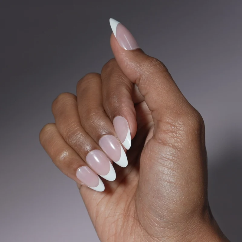 Classic White French Tip Medium Almonds — Medium Almond Nails
