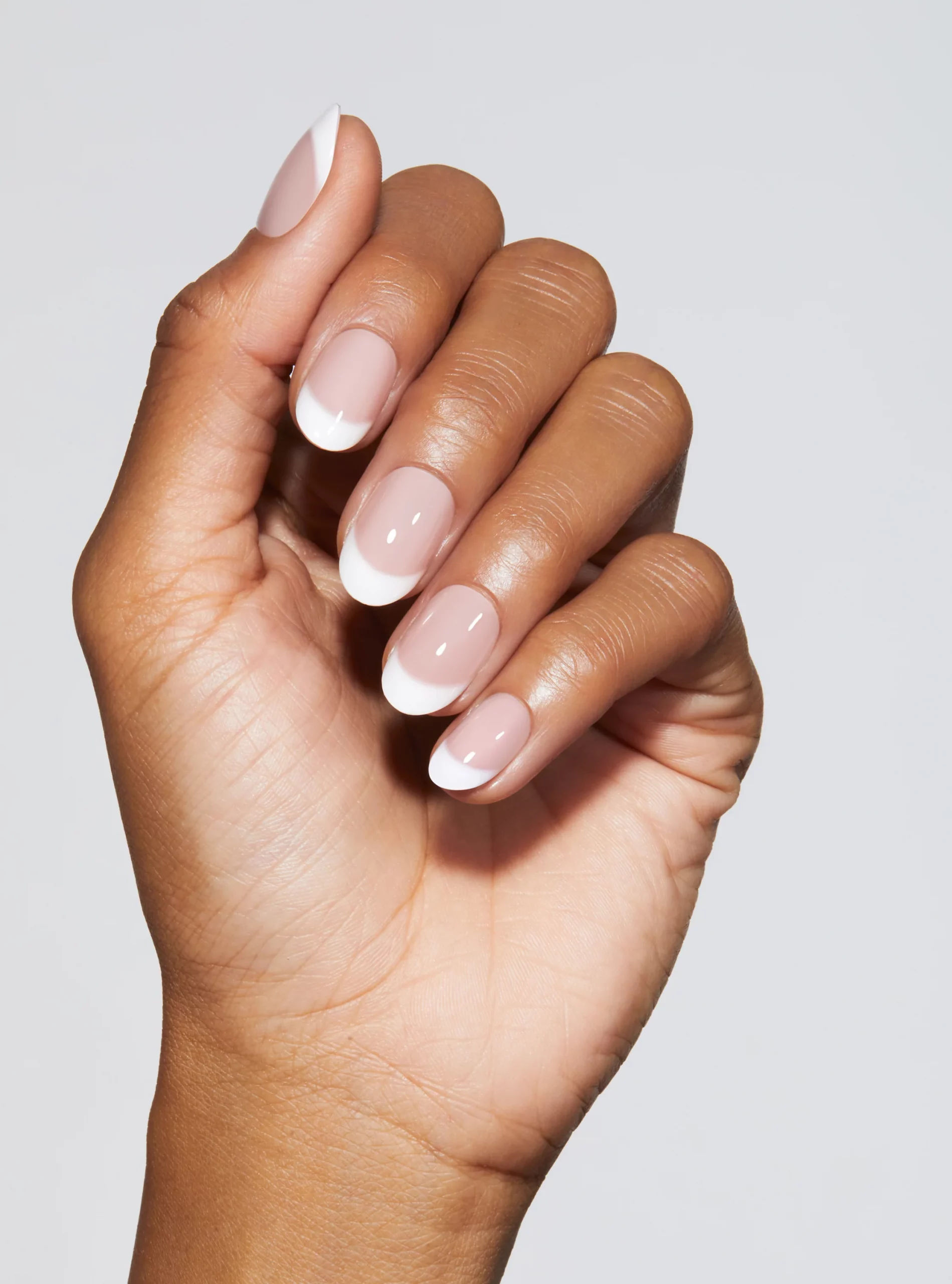 Sheer Pink Classic French Medium Round Nails Sheer Pink Classic French Medium Round Nails