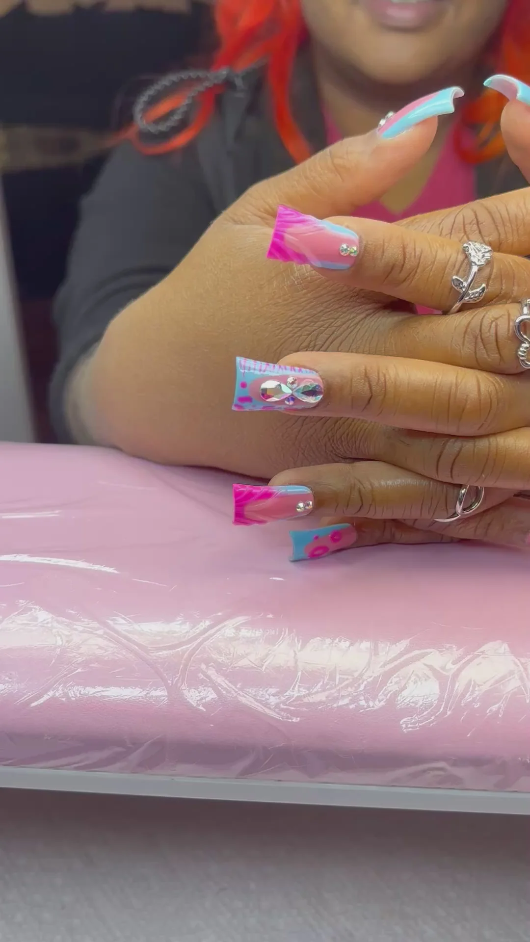 Abstract Pink and Blue Duck Nails Abstract Pink and Blue Duck Nails