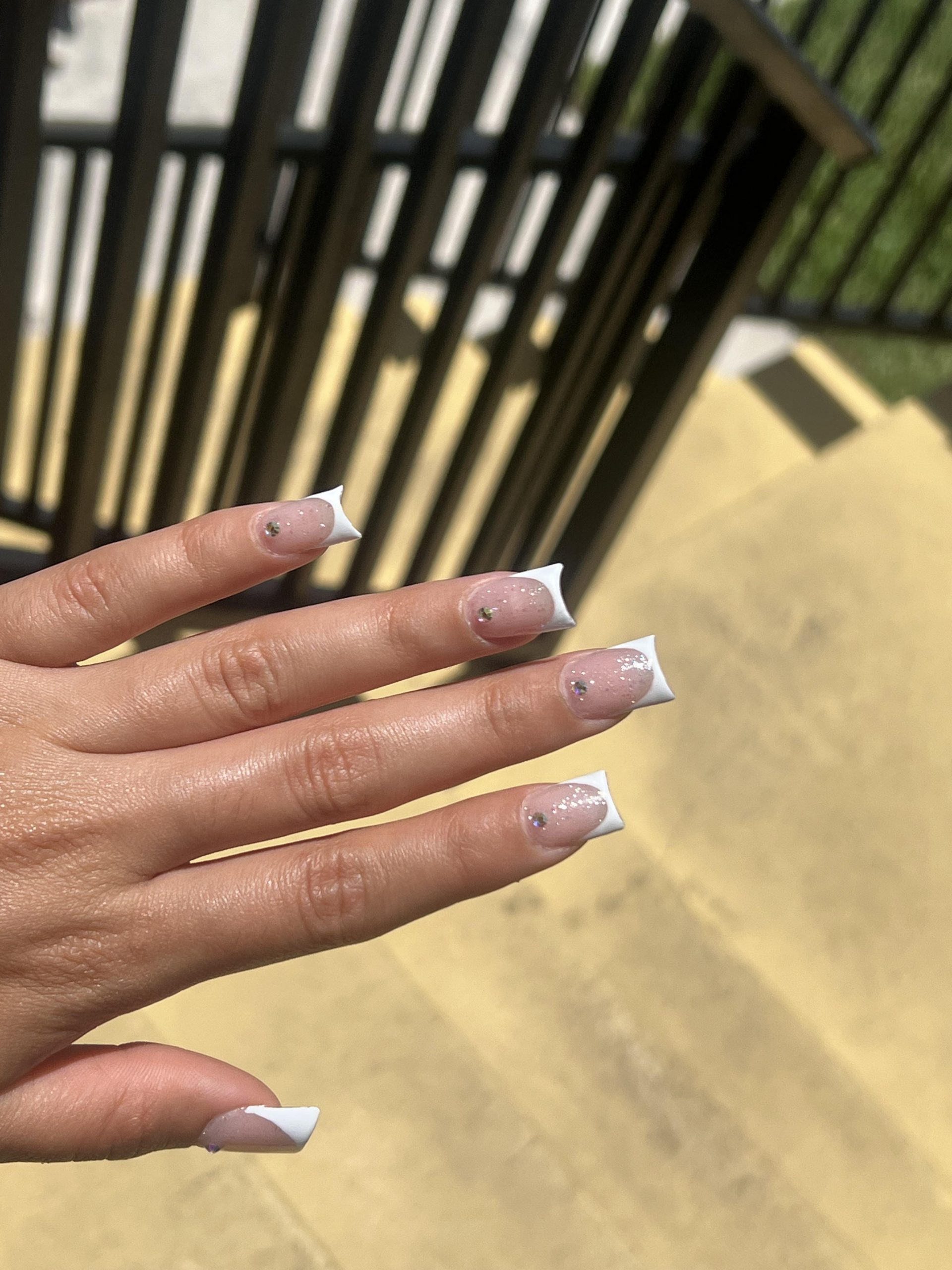 Subtle Rhinestone Flared French Subtle Rhinestone Flared French — Duck Nails