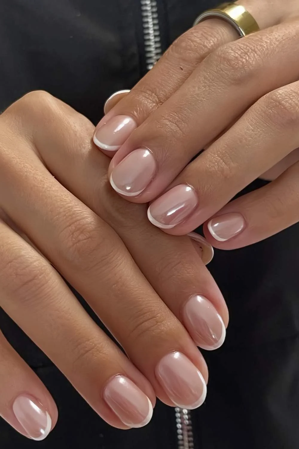 Classic Sheer Nude French Oval Nails Classic Sheer Nude French Oval Nails — Short Nails