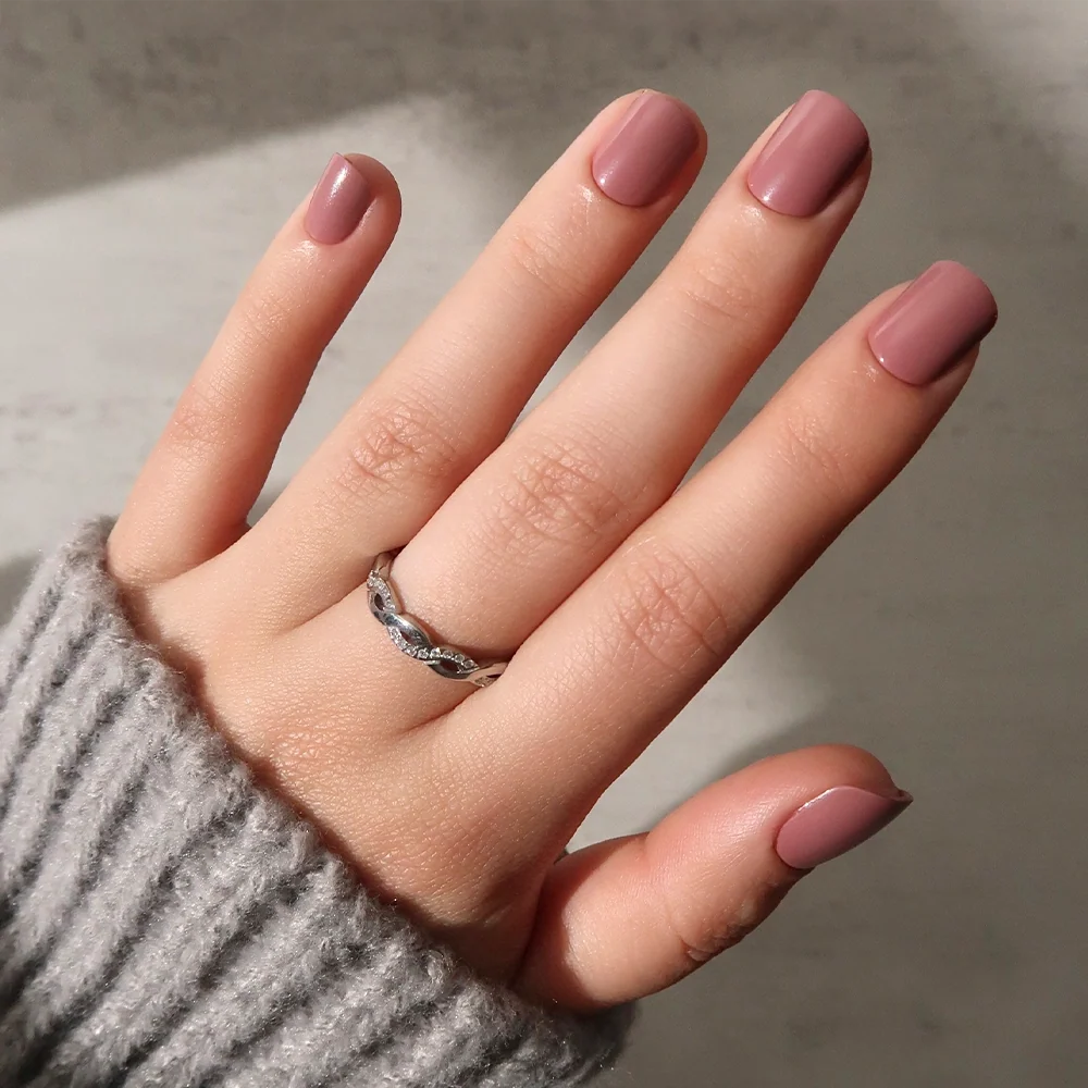 Dusty Rose Glossy Nails — Very Short Nails