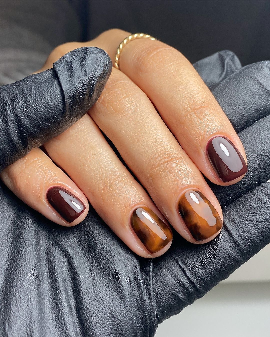 Deep Glossy Black Nails — Very Short Nails