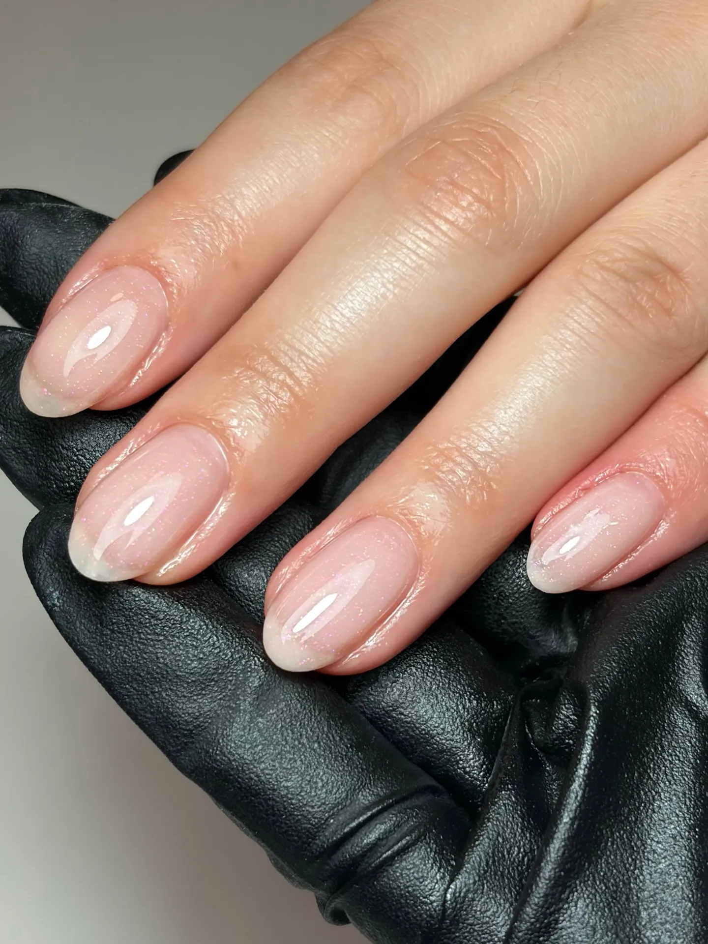 Glossy With Fine Glitter Visual Idea — Gel Nails