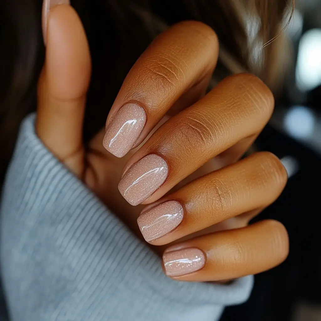 Short Oval Light Beige Subtle Shimmer Short Oval Light Beige Subtle Shimmer — Dip Powder Nails
