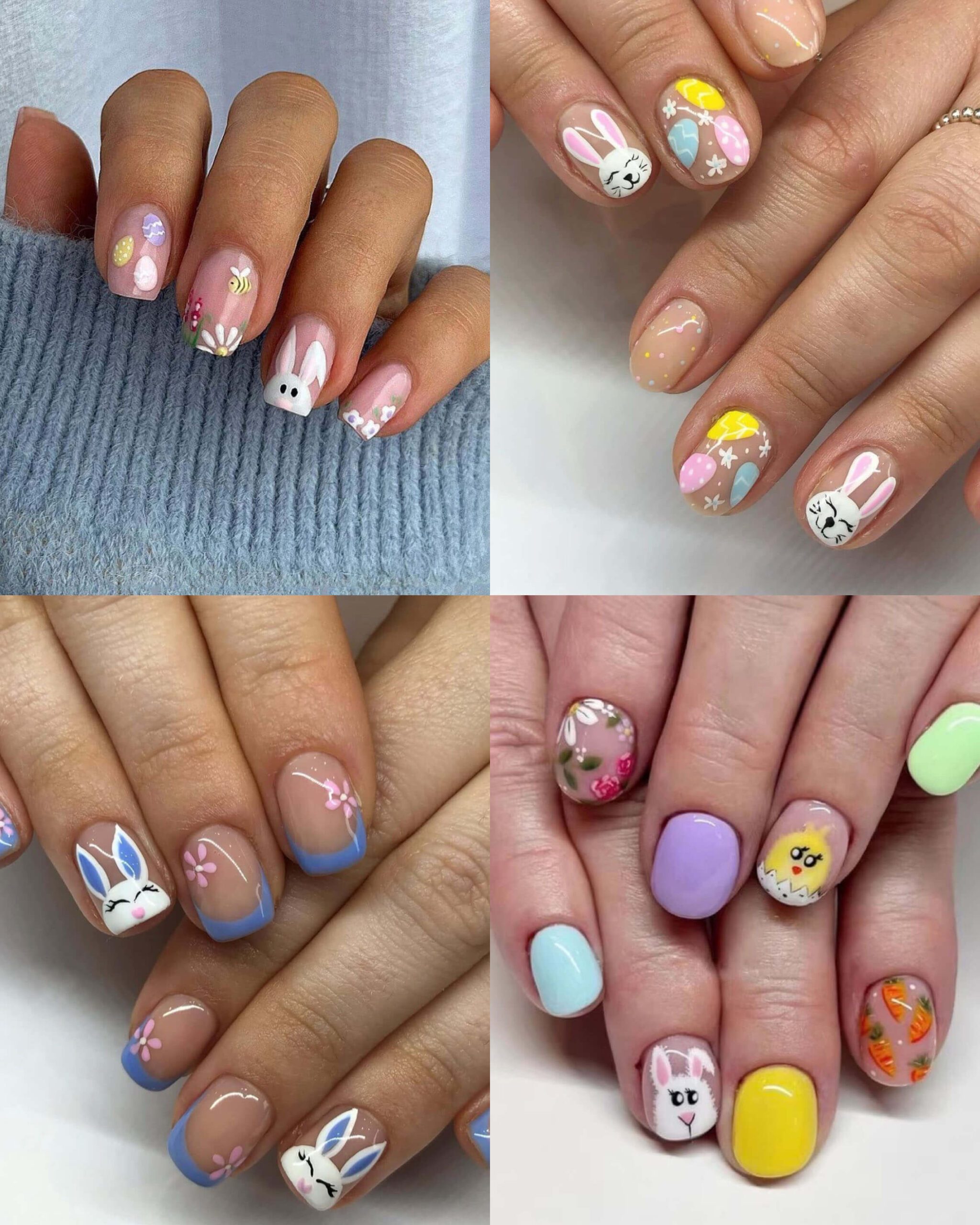 Short Easter Bunny Square Nails — Press On Nails