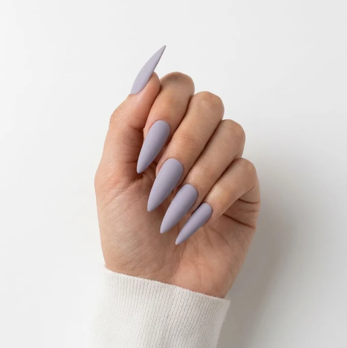 Muted Lavender Matte Stiletto Press Ons — Press On Nails