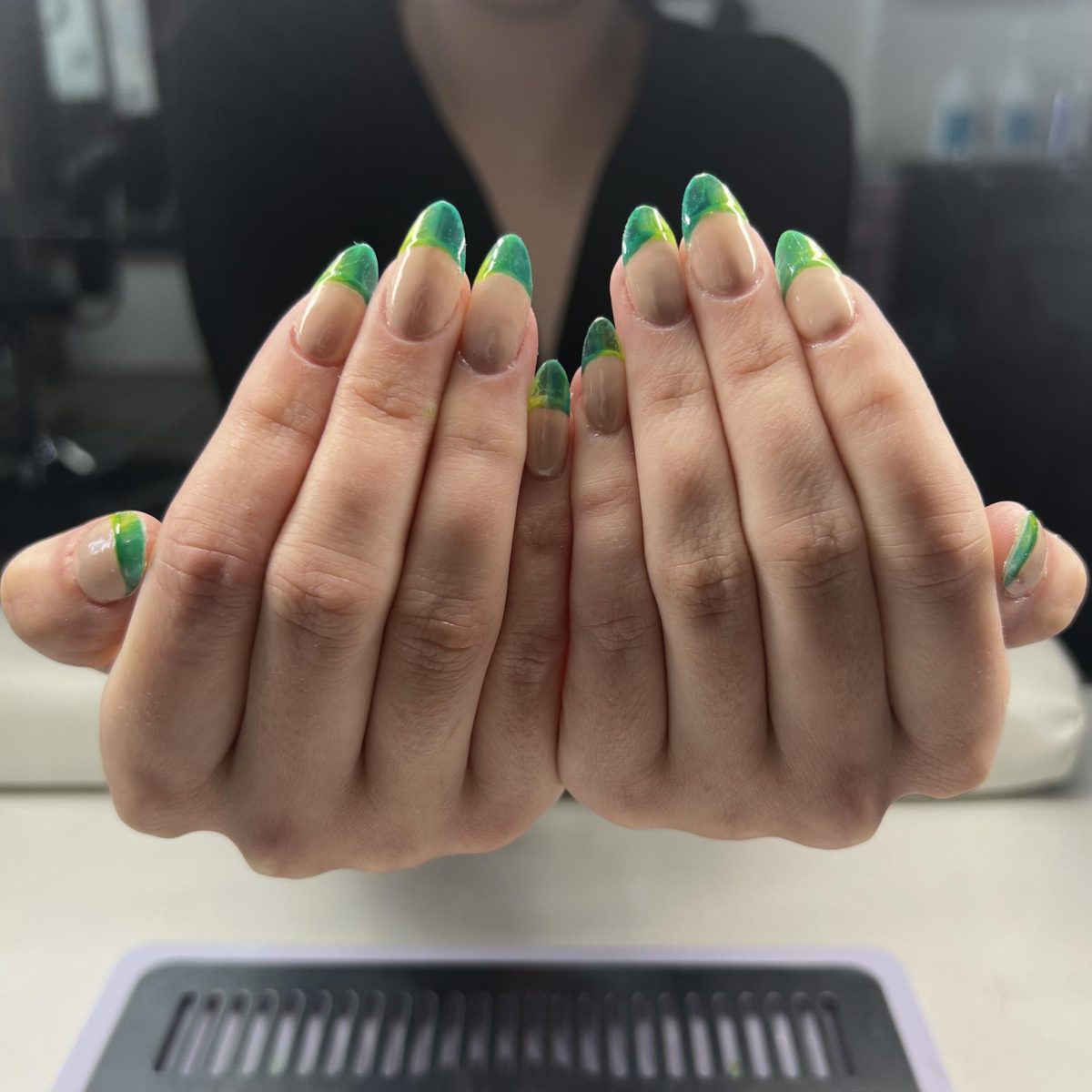 Lime Emerald Green French Stilettos — Gel X Nails