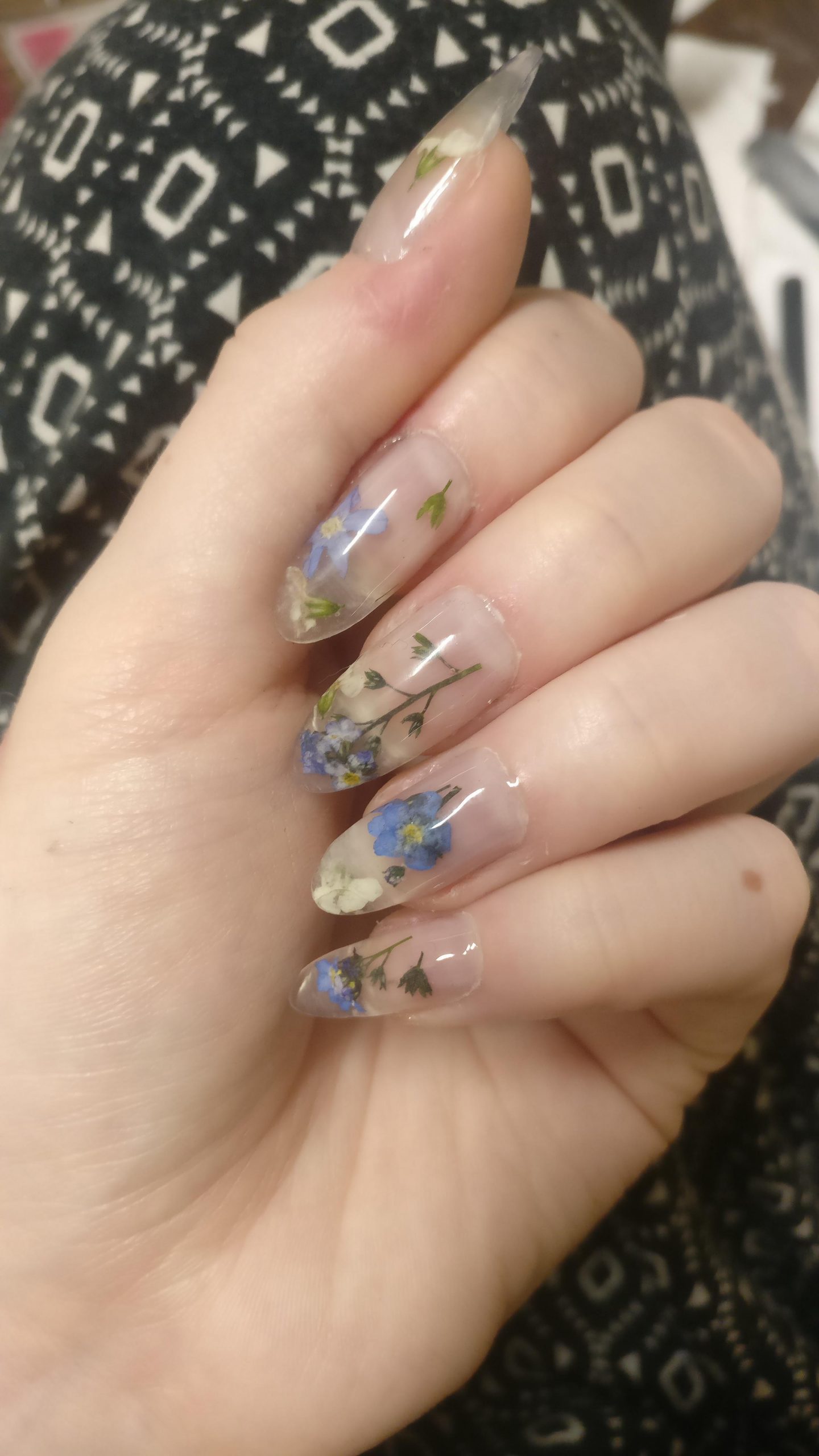 Jelly Dried Flower Coffin Polygel — Polygel Nails