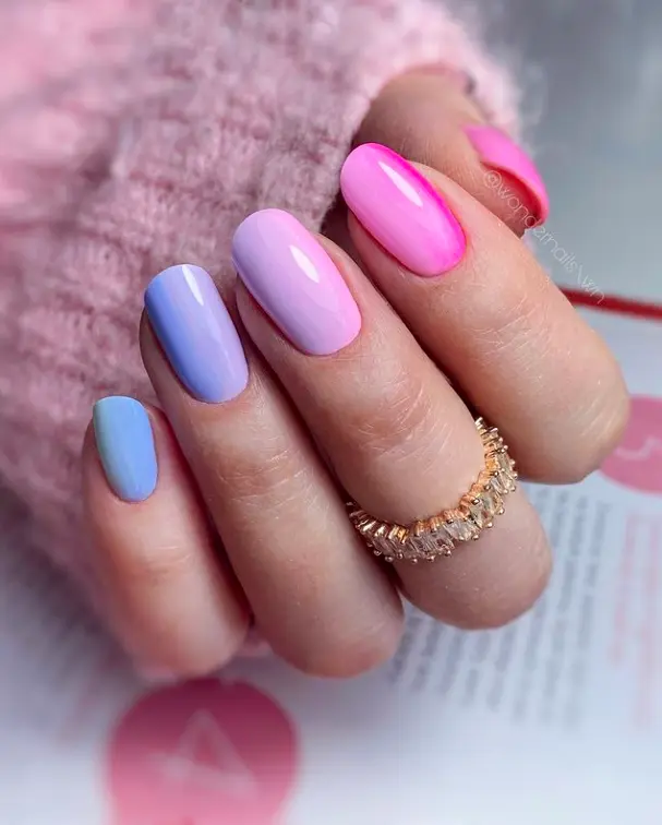 Pink to Orange Star Accent Stiletto Ombre Pink to Orange Star Accent Stiletto Ombre — Ombre Nails
