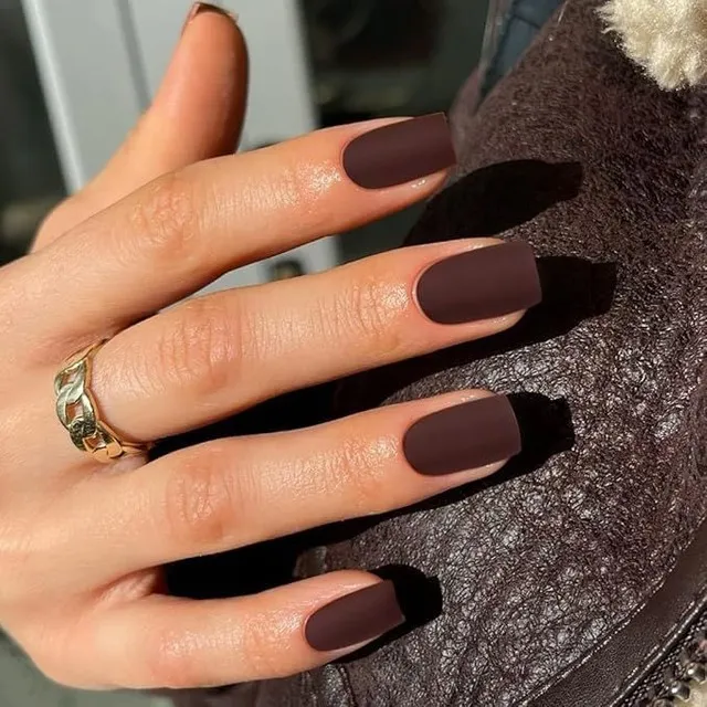 Deep Brown Matte Square Nails — Matte Nails