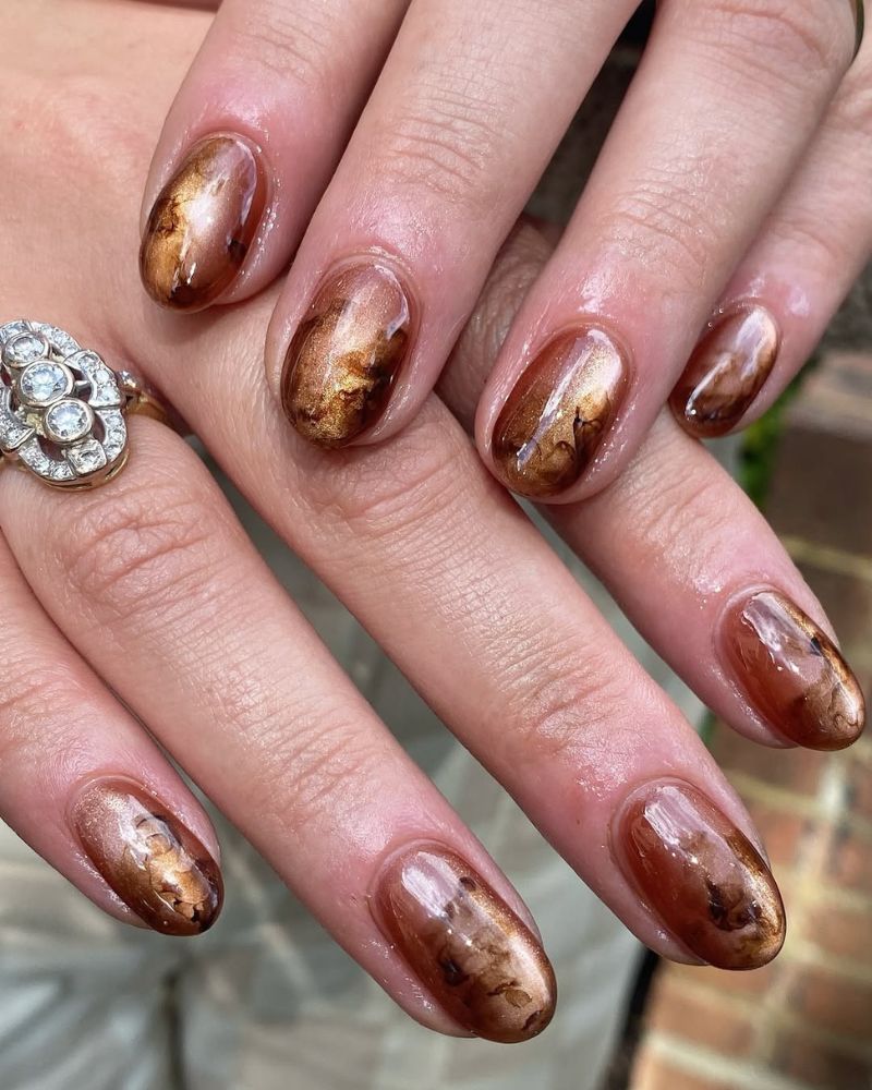 Metallic Brown, Gold, and Beige Marble Metallic Brown, Gold, and Beige Marble — Marble Nails