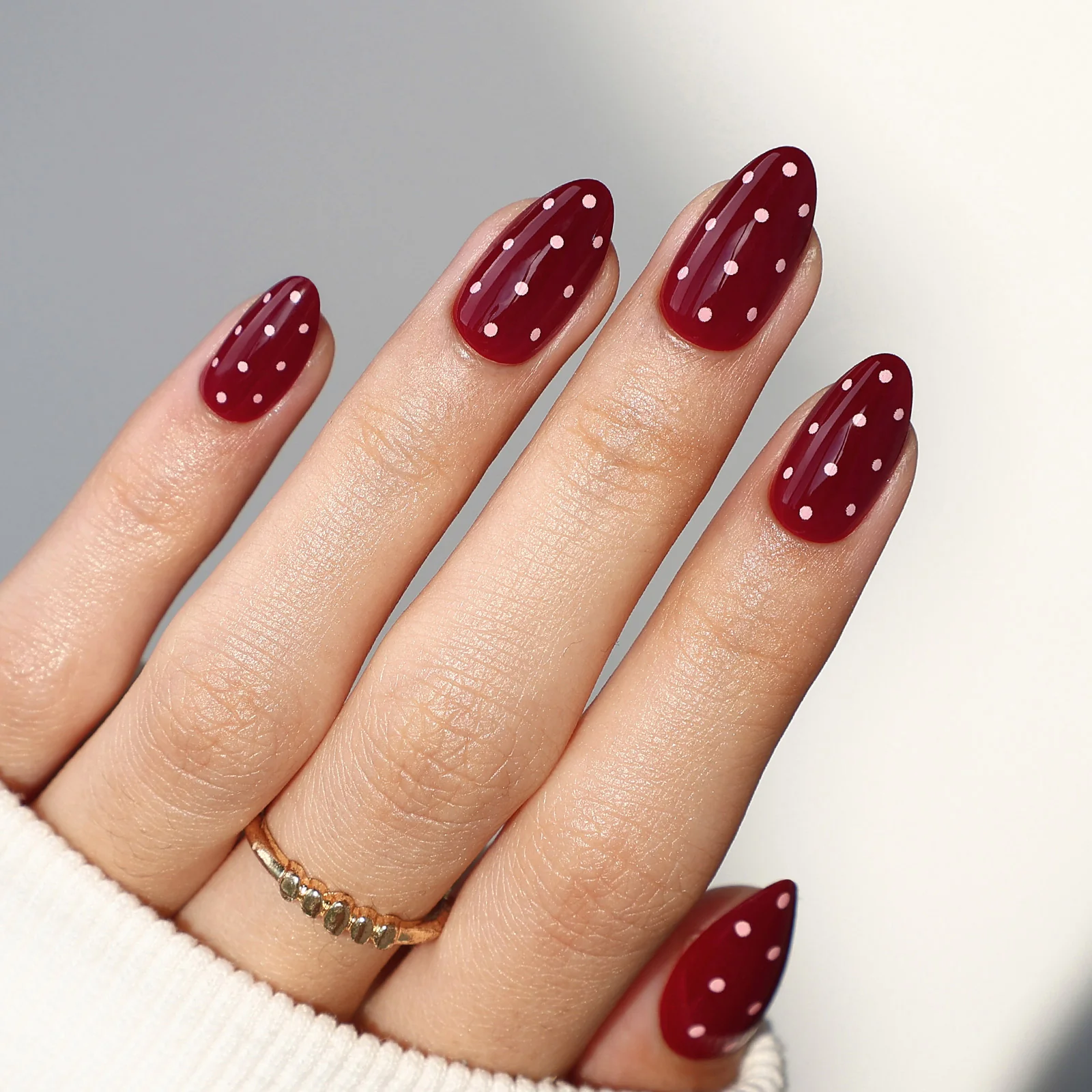 Valentine S Day Winter Visual Idea — Polka Dot Nails