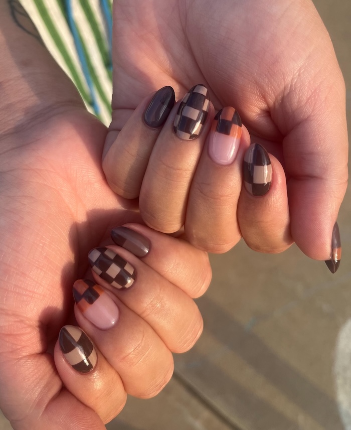 Autumnal Tones Checkered Nails Autumnal Tones Checkered Nails