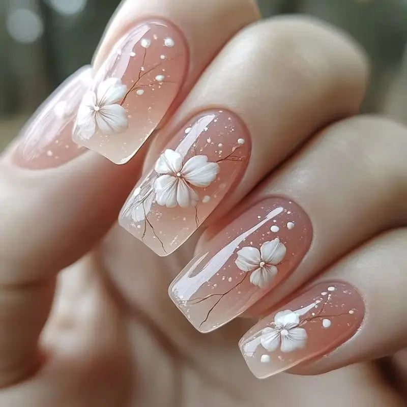 Coffin Nails with 3D Flowers, Swirls, and Glitter Coffin Nails with 3D Flowers, Swirls, and Glitter — Flower Nails