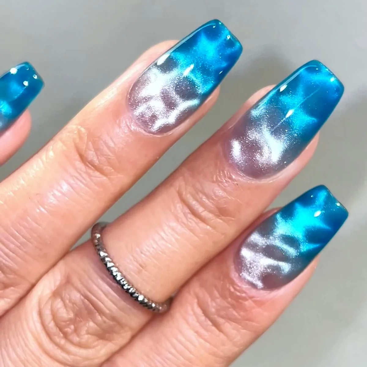 Long Square Jelly Cat-Eye Gradient Nails Long Square Jelly Cat-Eye Gradient Nails — Ocean Nails