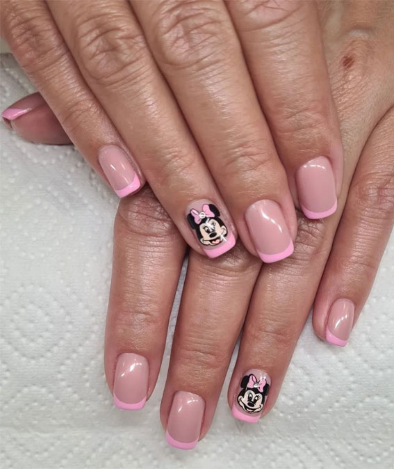 Minnie Mouse French Tip Accent Nails — Disney Nails