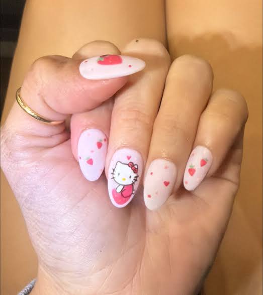 Sweet Pale Pink Hello Kitty Ovals — Hello Kitty Nails