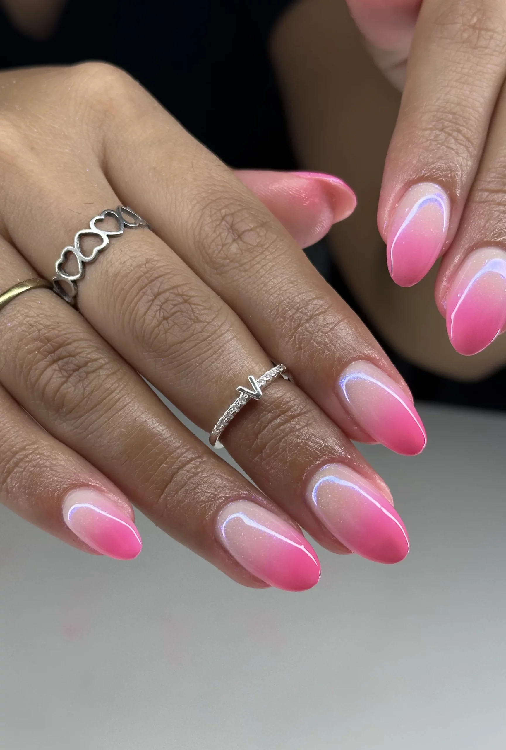 Radiant Pink to White Ombre — Pink Nails