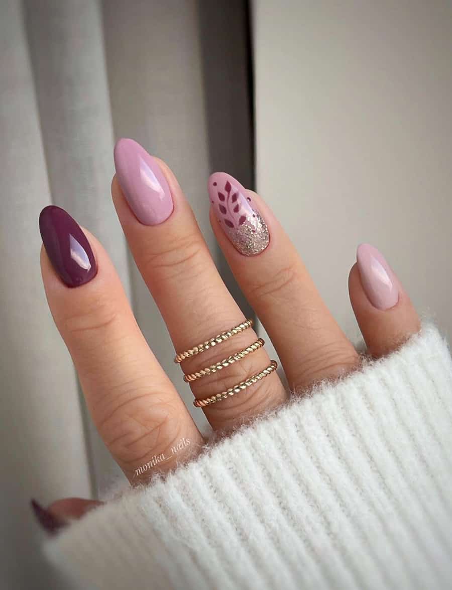 Visual Idea — The Pinky Finger Is A Soft Pink-Mauve — Mauve Nails