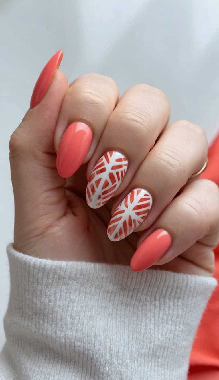 Visual Idea — The Finish Is Glossy Coral Nails