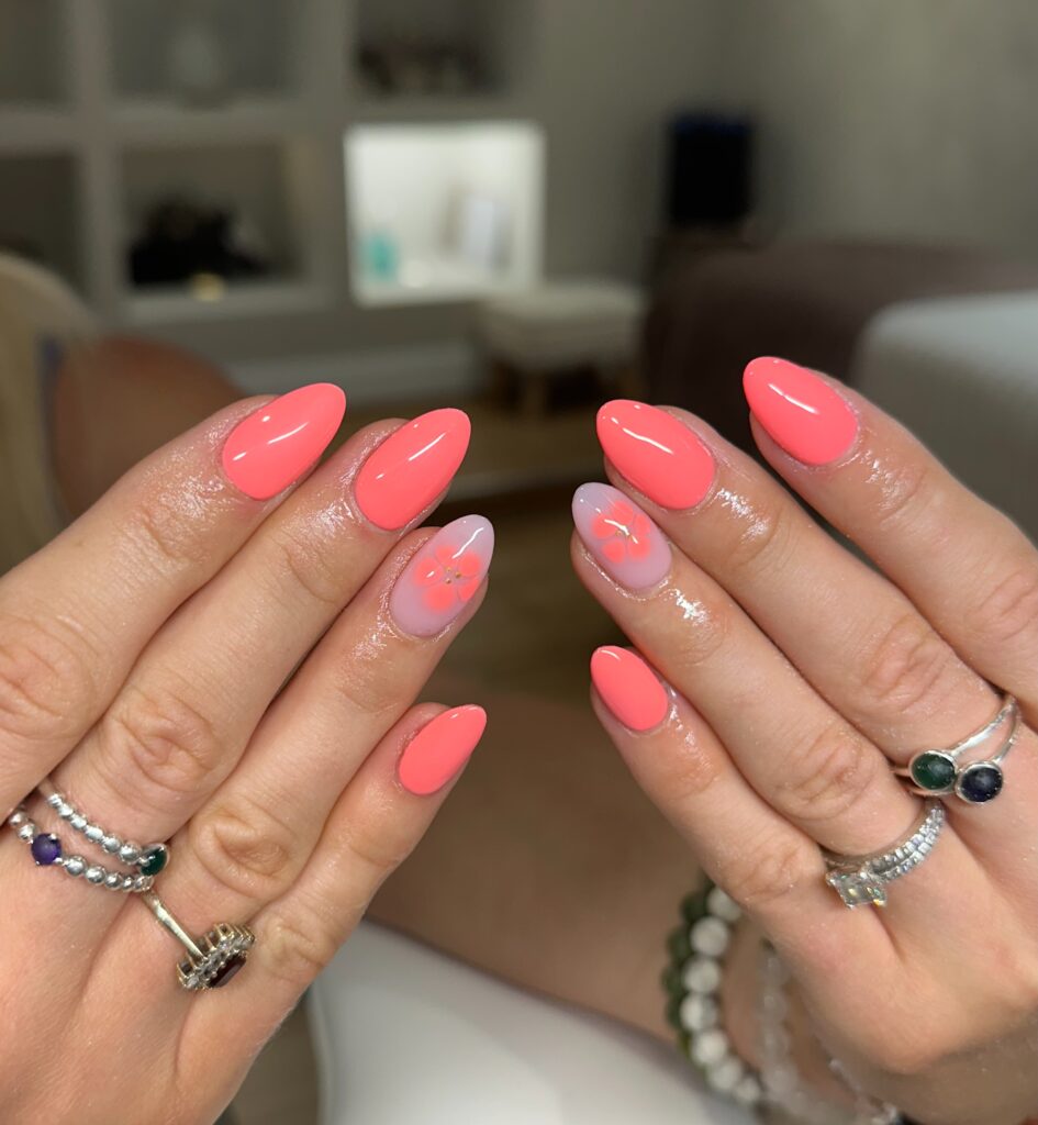Light Pink Floral Decals On Accent Nails Visual Idea Light Pink Floral Decals On Accent Nails Visual Idea — Coral Nails